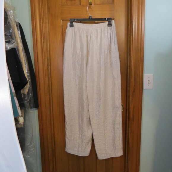 Unbranded Almond Pants Crinkle Wide Leg Elastic Waist Evening Formal Size Large - Picture 5 of 6